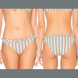 NEW $89‎ Solid & Striped Milly Ruffle Bikini Bottom in Seersucker [ Small ]